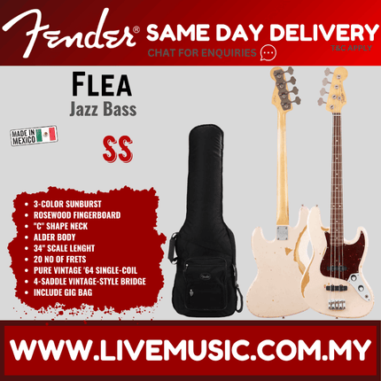 Fender Artist Flea Jazz Bass Guitar Rosewood Fretboard with Gig Bag - Road Worn Faded Shell Pink