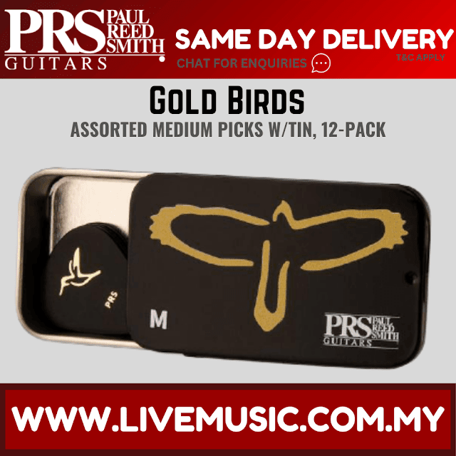 PRS Gold Birds Assorted Medium Guitar Picks w/Tin - 12-Pack