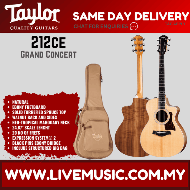 Spruce-and-walnut acoustic guitar with tan padded gig bag
