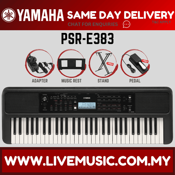 Yamaha PSR-E383 61-Keys Keyboard w/Bench,Stand, Pedal And Accessories ( PSRE383 PSR E383 ) Replace PSR-E373 PSRE373