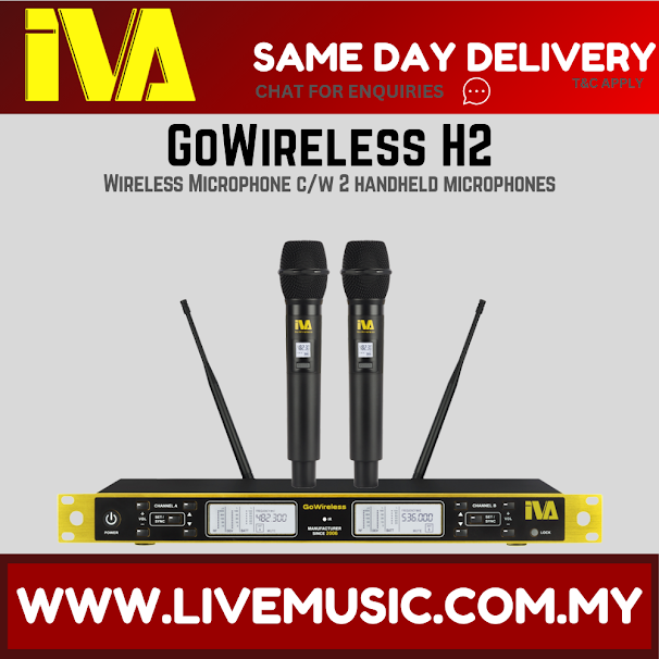 IVA GoWireless H2 UHF Wireless Microphone c/w 2 handheld microphones ( GoWirelessH2 / GoWireless-H2 )