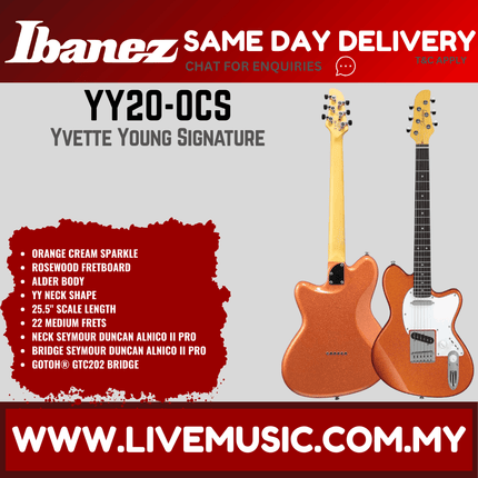 Ibanez YY20-OCS Yvette Young Signature Electric Guitar, Orange Cream Sparkle ( YY20 OCS / YY20OCS )