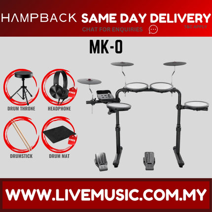 Hampback MK-0 Full Mesh Digital Drum Set w/Headphone, Drumstick And Drum Throne - ( MK0 MK 0 )