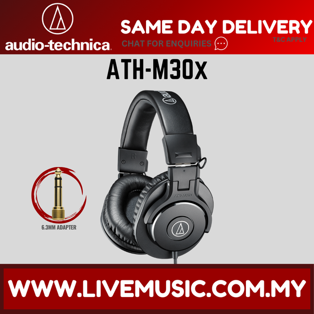 Audio Technica ATH-M30x Professional Monitor Headphone - Black (Audio-Technica M30x)