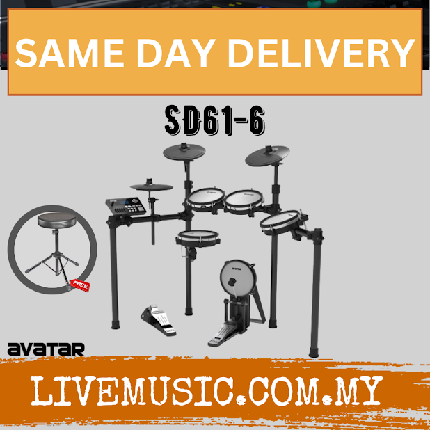 Avatar SD61-6 8-Piece Mesh Kit Electric Drum Set With Drum Throne, Headphone And Drumstick ( SD616 / SD61 6 )