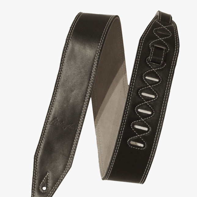 Livingston VLBK-25 2.5 Inch Vintage Leather Guitar Strap, Black ( VLBK25 VLBK 25 )