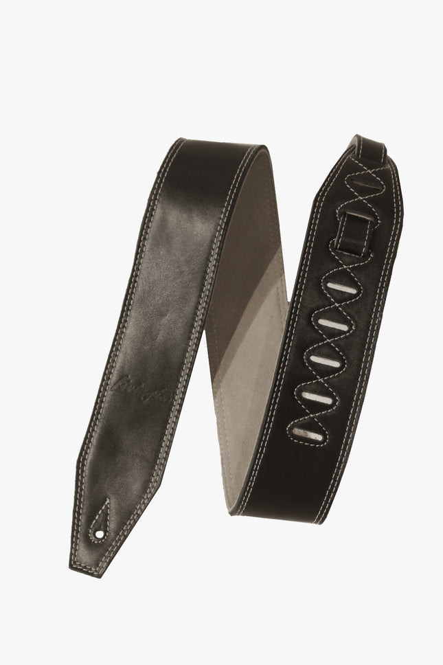 Livingston VLBK-25 2.5 Inch Vintage Leather Guitar Strap, Black ( VLBK25 VLBK 25 )