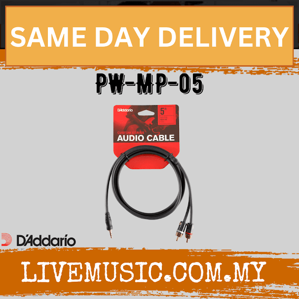 D'Addario PW-MP-05 Planet Waves Dual RCA to Stereo Mini Cable - 5 feet (PWMP05/PW-MD05/DAddario)