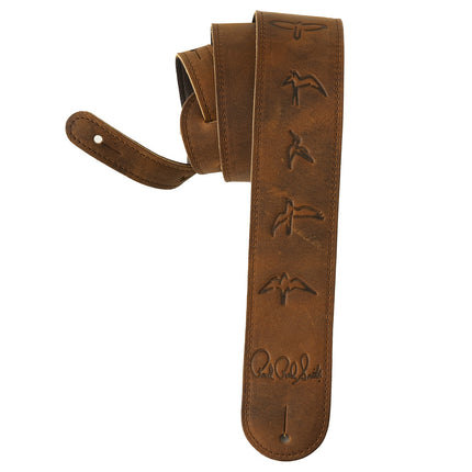 PRS 2.5 Inch Leather Birds Guitar Strap - Distressed Brown