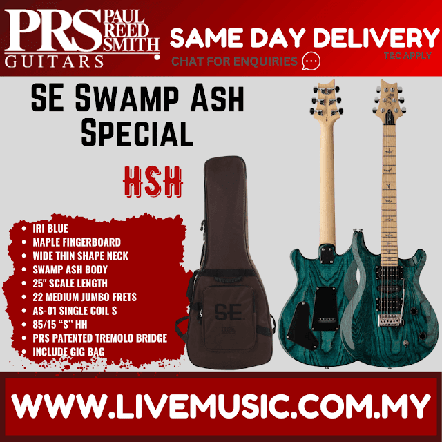 PRS SE Swamp Ash Special Electric Guitar w/Bag, Iri Blue / Vintage Sunburst
