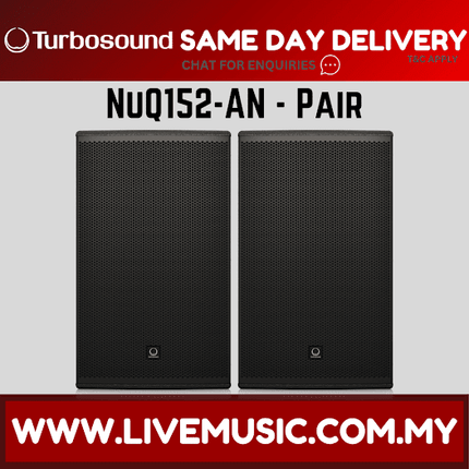 Turbosound NuQ152-AN 2500 Watt 15" Powered Loudspeaker w/Wireless Mic, Speaker Stand And Cable - Pair (NuQ152 AN NuQ152AN)