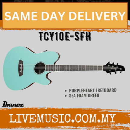 Ibanez TCY10E Talman Series Acoustic-Electric Guitar, Purpleheart Fretboard - (TCY-10E / TCY 10E )-Sea Foam Green