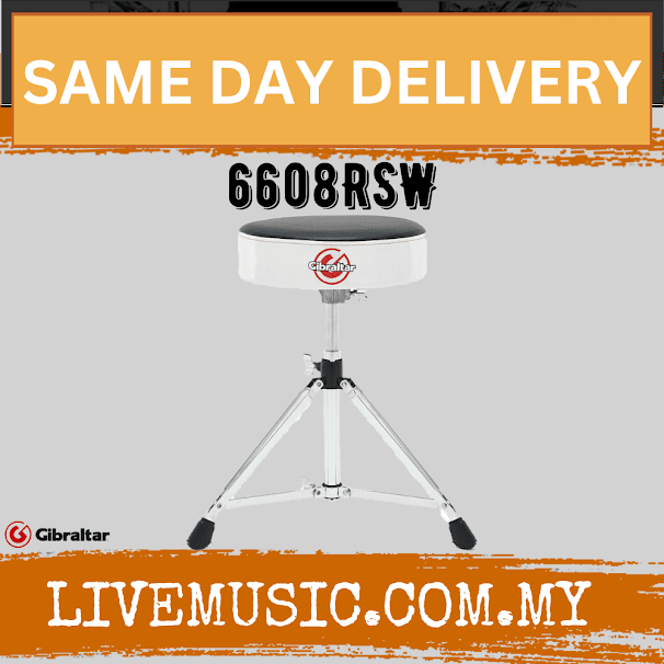 Gibraltar 6608RSW Double Braced Round Drum Throne, White Sparkle Finish (6608-RSW/6608 RSW)