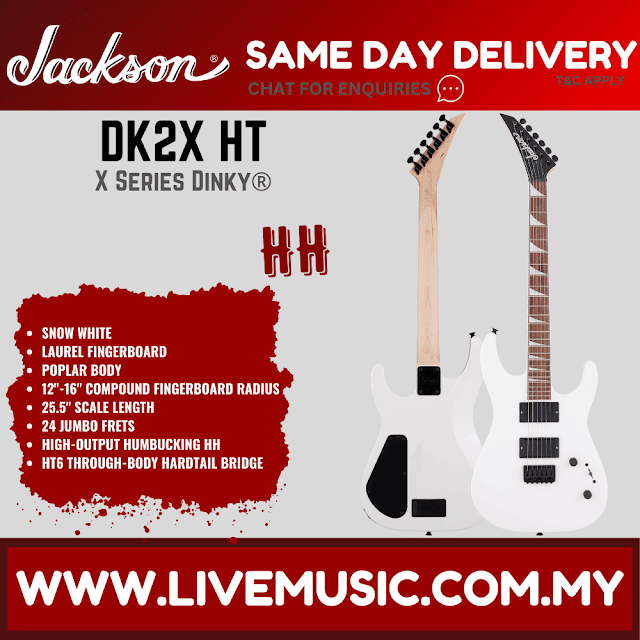 Jackson X Series Dinky DK2X HT Electric Guitar, Laurel FB, Snow Whte
