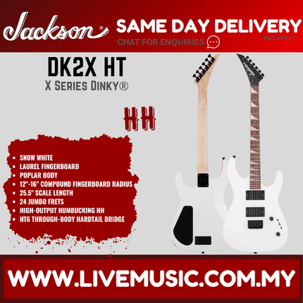 Jackson X Series Dinky DK2X HT Electric Guitar, Laurel FB, Snow Whte