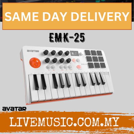 Avatar EMK-25 Midi Keyboard portable keyboard - White / Black ( EMK 25 / EMK25 )