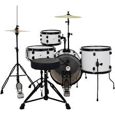 Ludwig LC178X0C7DIR Pocket Kit 4-Piece Drum Kit with Hardware and Cymbals - Snow Dust (LC178X 0C7DIR)