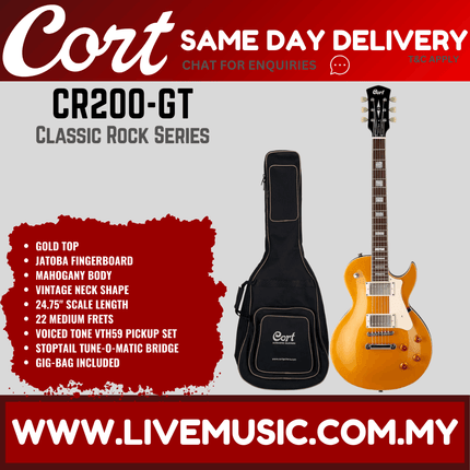 Cort CR200 Electric Guitar Jatoba Fretboard with Gig Bag - Gold Top (CR-200/CR 200)