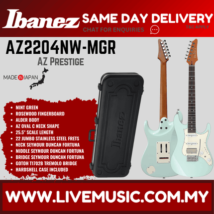 IBANEZ AZ2204NW PRESTIGE ELECTRIC GUITAR, MINT GREEN ( AZ2204NW MGR)