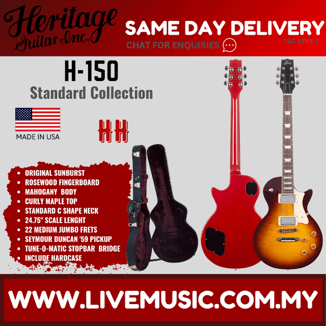 Heritage Standard Collection H-150 Electric Guitar with Case, Original Sunburst ( H150 / H 150 )