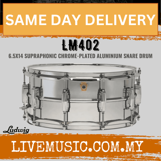 Ludwig LM402 6.5x14inch Supraphonic Chrome-Plated Aluminium Snare Drum