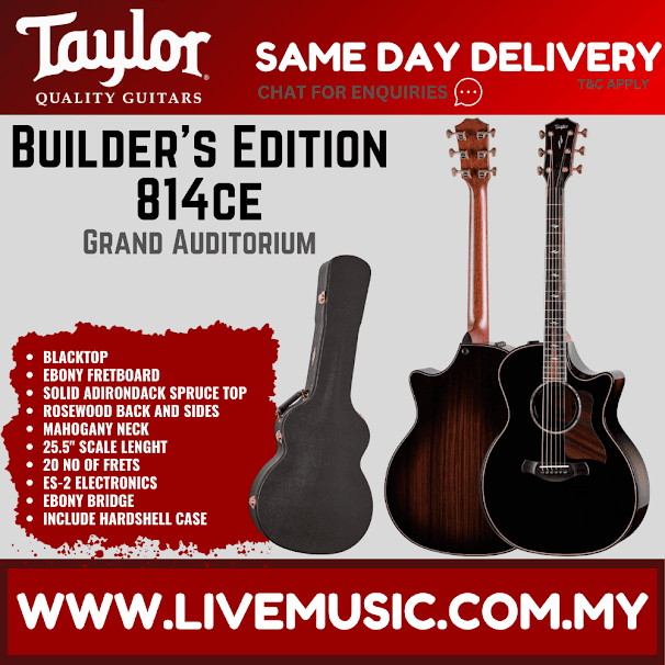 Taylor Builder's Edition 814ce Rosewood/Adirondack Auditorium Acoustic Guitar w/Case, Blacktop