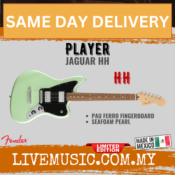 Fender Limited Edition Player Jaguar HH Electric Guitar, Pau Ferro FB, Seafoam Pearl