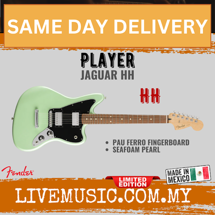 Fender Limited Edition Player Jaguar HH Electric Guitar, Pau Ferro FB, Seafoam Pearl