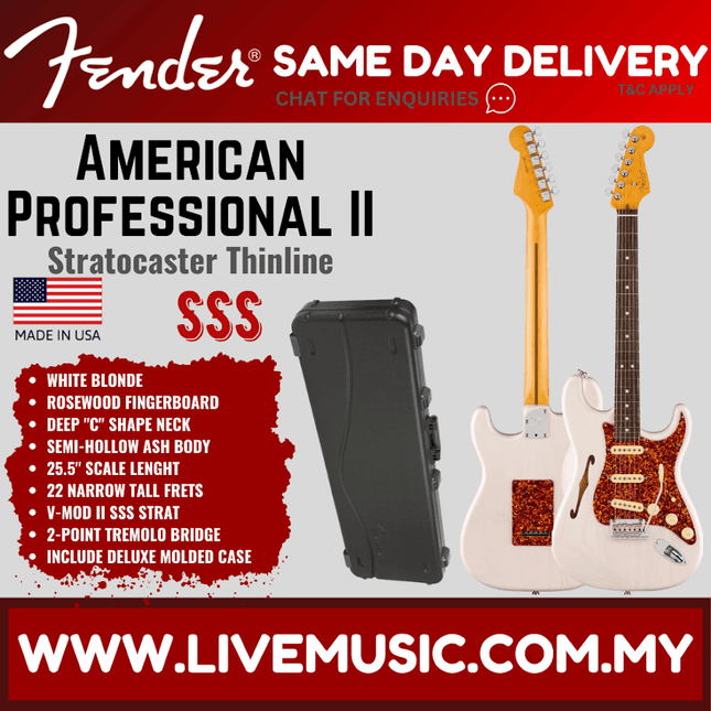 Fender Ltd American Professional II Stratocaster Thinline Electric Guitar