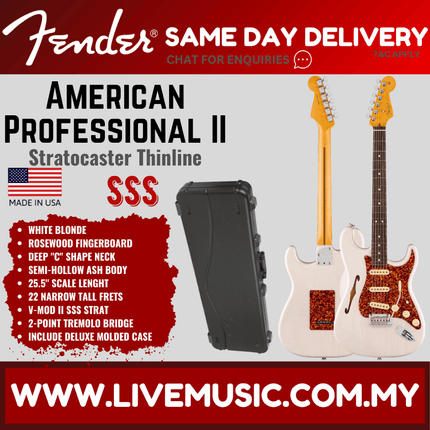 Fender Ltd American Professional II Stratocaster Thinline Electric Guitar