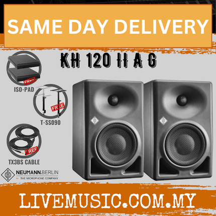 Neumann KH 120 II DSP 4" Powered Studio Speaker w/Monitor Stand And Isolation Pad (Grey) - Pair ( KH120II DSP )