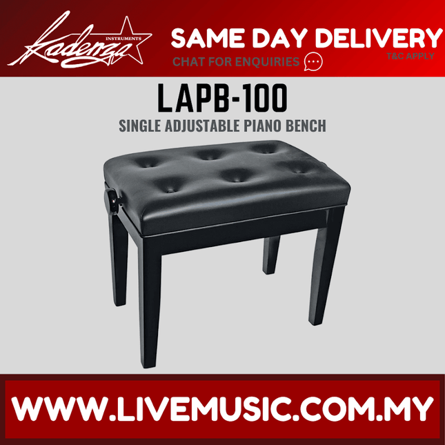 Kadenza LAPB-100 High Quality Modern Adjustable Piano Bench, Keyboard Bench, x bench, Stool - Black (LAPB100 / LMC)