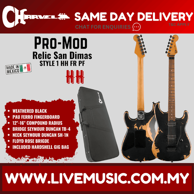 Charvel Pro-Mod Relic San Dimas Style 1 HH FR PF Electric Guitar, Pau Ferro FB