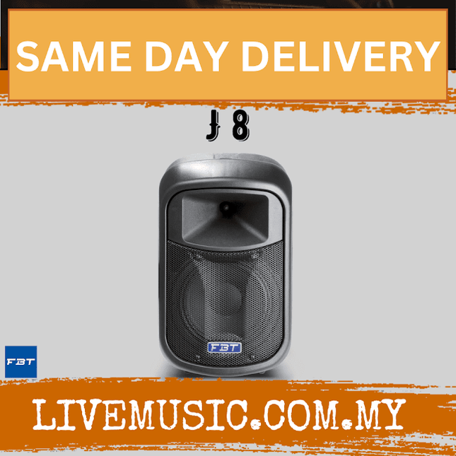 Black passive loudspeaker with 2-way grille and horn top, FBT J8