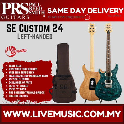 PRS SE Custom 24 Left-handed Electric Guitar, Slate Blue