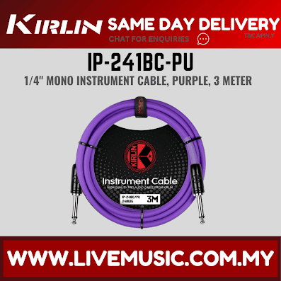 Kirlin Cable IP-241BC 3 Meter Mono Instrument Cable for Electric Acoustic Bass Guitar Speaker Amp Keyboard Drum Amplifier (IP 241BC/IP241BC)