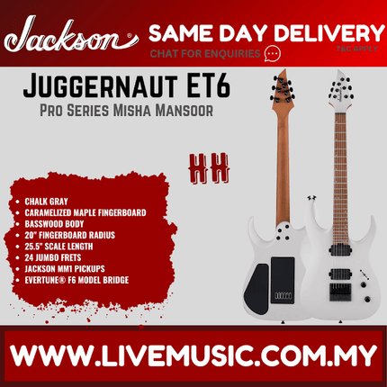 Jackson Pro Series Signature Misha Mansoor Juggernaut ET6 Electric, Caramelized Maple FB, Chalk Gray
