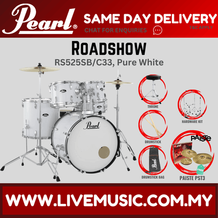 Pearl Roadshow RS525SB/C Drum Set with Paiste PST3 Cymbal set, Drum Throne