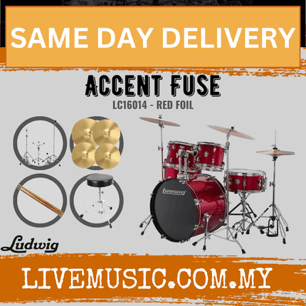 Ludwig Accent Fuse 5-Piece Drums Set w/Hardware+Throne+Cymbal ( LC16011 LC16014 LC16015 LC16019 )