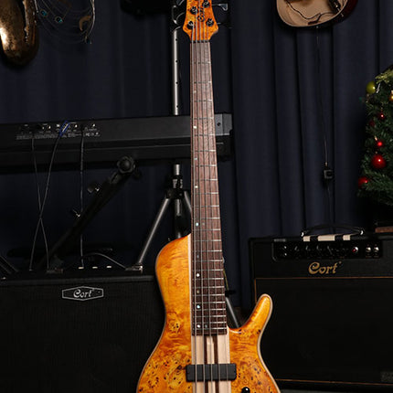 Cort A5 Plus SC Electric Bass Guitar Jatoba Fretboard with Case - Amber Open Pore (A-5/A 5)