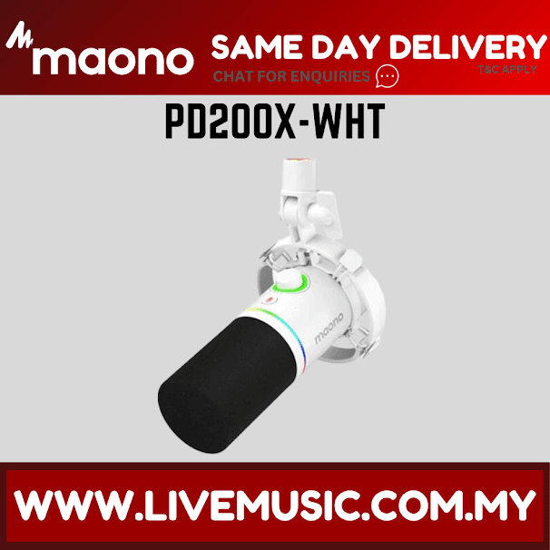 MAONO PD200X USB/XLR Dynamic Microphone - White ( PD-200X / PD 200X )