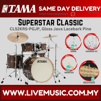 Tama Superstar Classic CL52KRS 5-Piece With KDZS141620 Silent Cymbal Set - ( CL-52KRS )