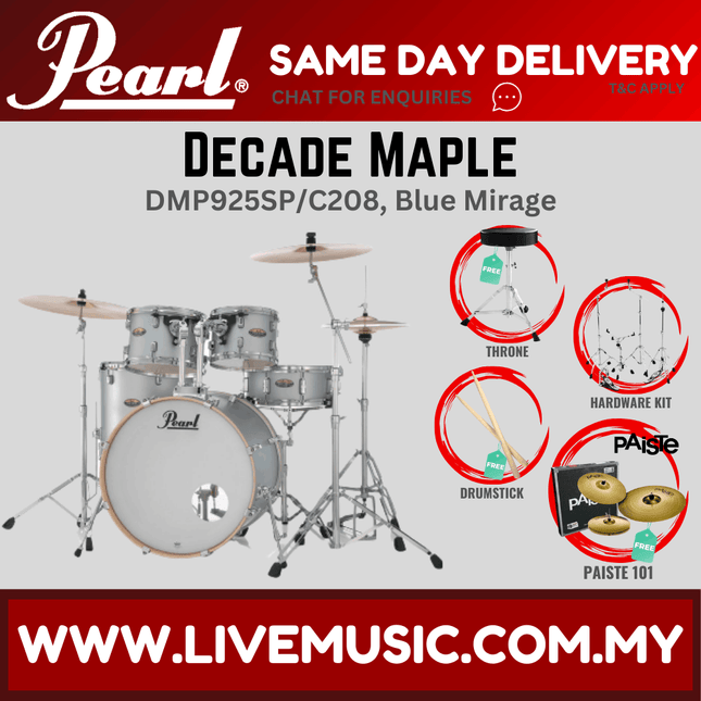 Pearl Decade Maple DMP925SP/C 5-Piece Drum Set with Paiste 101 Cymbals Set and Hardware