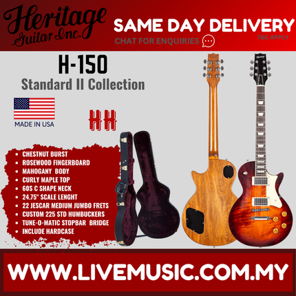 Heritage Standard II Collection H-150 Electric Guitar with Case, Chestnut Burst ( H150 / H 150 )