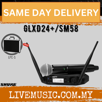 Shure GLXD24+/SM58 Digital Wireless Handheld Mic System with SM58 Capsule w/Hard Case ( GLXD24+ / SM58 )