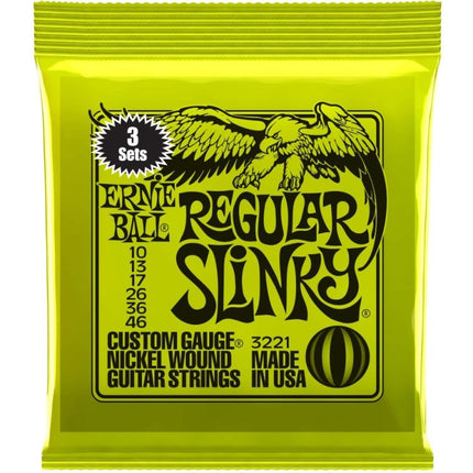 Ernie Ball 3221 Electric Guitar Strings Regular Slinky -3 Pack (10-46/EB3221)