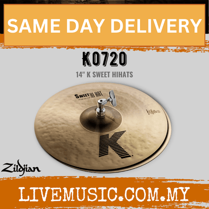 Zildjian K0720 14” K Sweet Hihat Cymbals - Pair (K0720)
