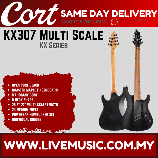 Cort KX307MS-OPB Electric Guitar with Bag - Open Pore Mahogany ( KX307MS KX307 )