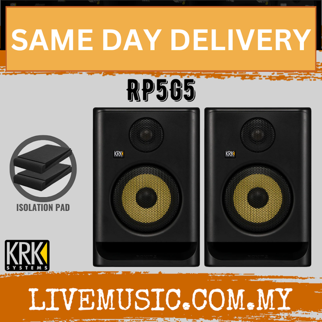 KRK ROKIT 5 G5 5" Powered Studio Monitor with Monitor stand And Isolation Pads - Each / Pair ( RP5G5 ) Replace RP5G4