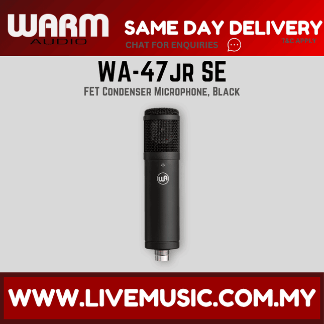 Warm Audio WA-47JR SE Large-Diaphragm FET Condenser Microphone, Black ( WA 47JR SE WA47JRSE )
